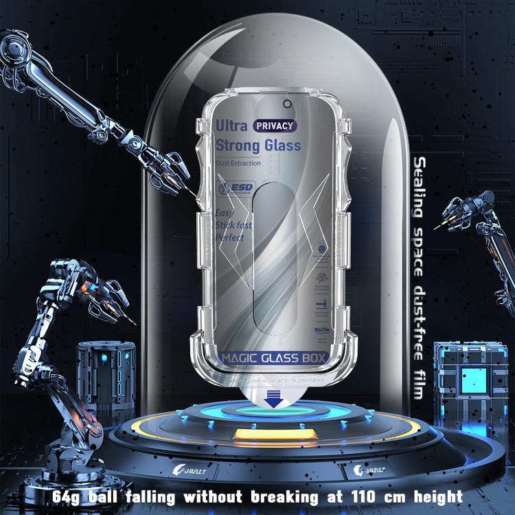 For Galaxy S22 5G 10pcs USG Easy Install Dust-proof Box Privacy Edge-to-Edge Tempered Glass Film, Support Ultrasonic Unlock