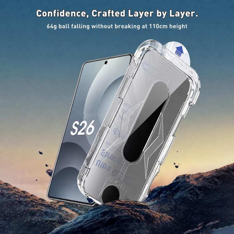 For Galaxy S22 5G 10pcs USG Easy Install Dust-proof Box Privacy Edge-to-Edge Tempered Glass Film, Support Ultrasonic Unlock