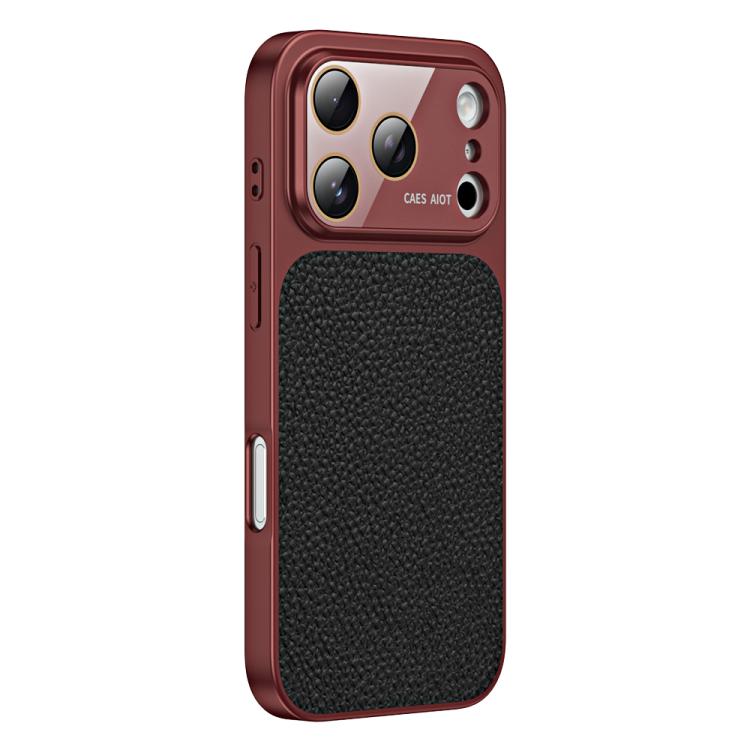 For iPhone 17 Pro Max Litchi Textured TPU Phone Case with Lens Film