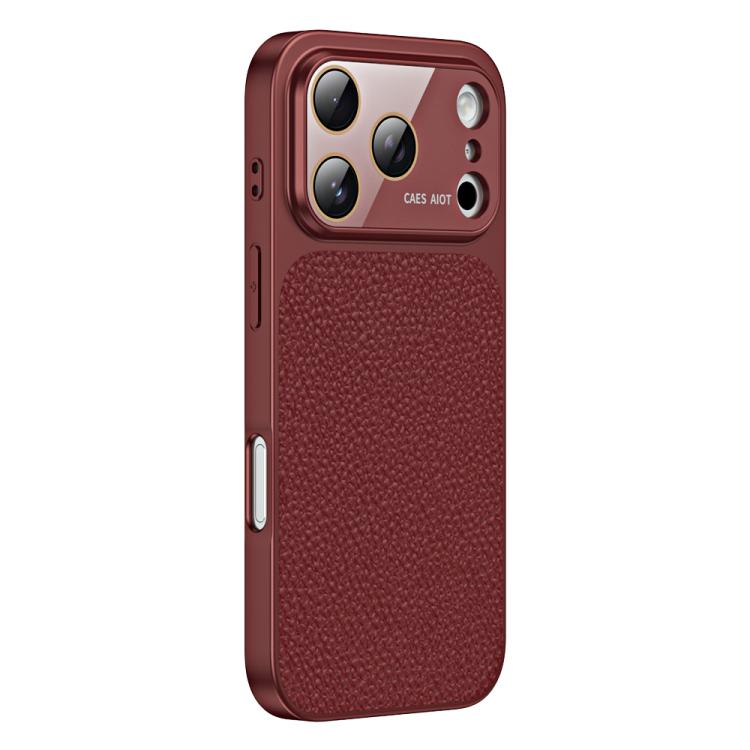For iPhone 17 Pro Litchi Textured TPU Phone Case with Lens Film