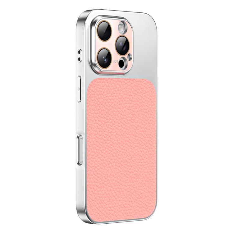 For iPhone 16 Pro Max Litchi Textured TPU Phone Case with Lens Film