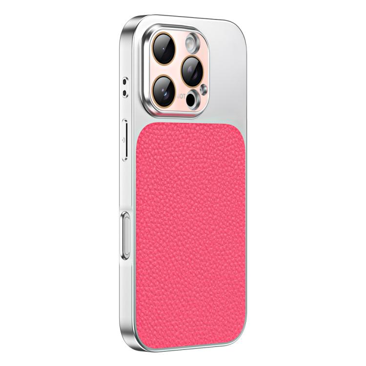 For iPhone 16 Pro Max Litchi Textured TPU Phone Case with Lens Film