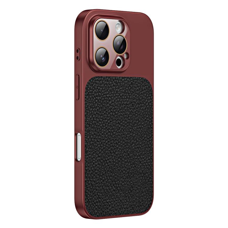 For iPhone 16 Pro Litchi Textured TPU Phone Case with Lens Film