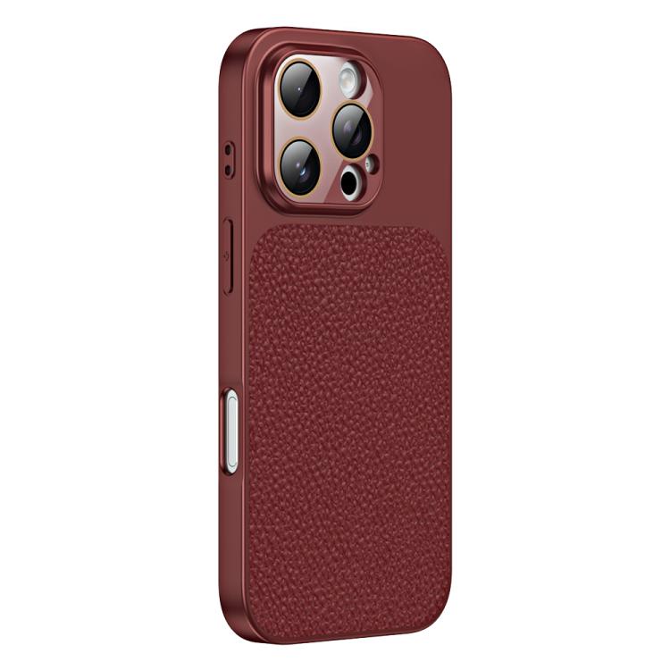 For iPhone 16 Pro Litchi Textured TPU Phone Case with Lens Film
