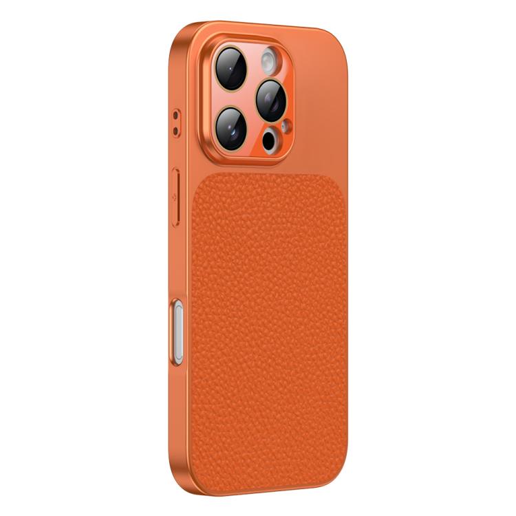 For iPhone 16 Pro Litchi Textured TPU Phone Case with Lens Film