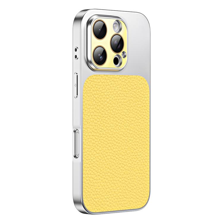 For iPhone 16 Pro Litchi Textured TPU Phone Case with Lens Film