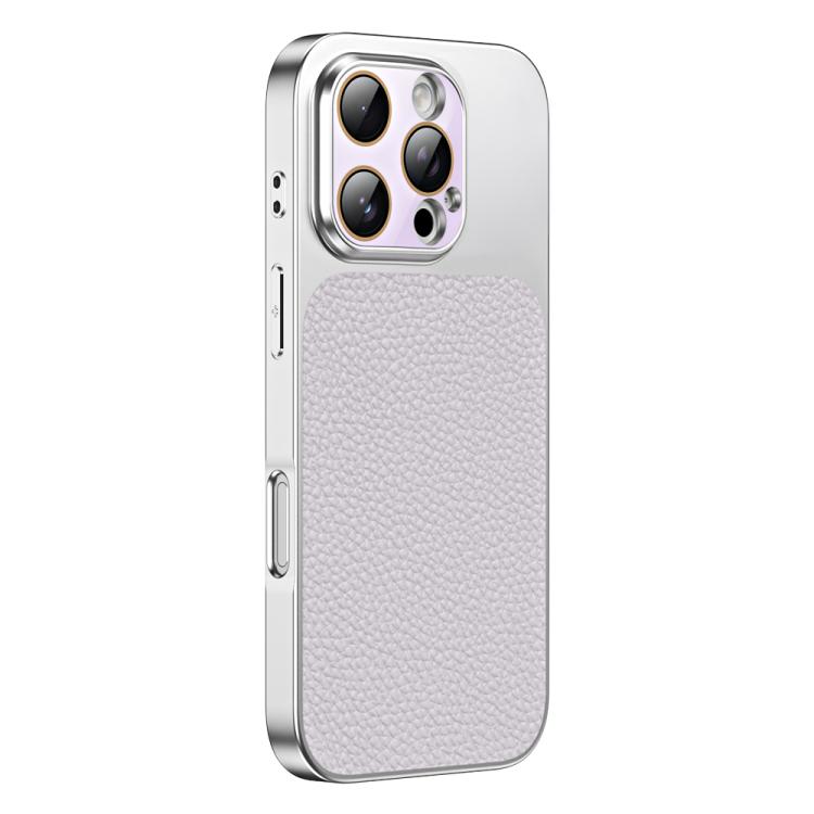 For iPhone 16 Pro Litchi Textured TPU Phone Case with Lens Film