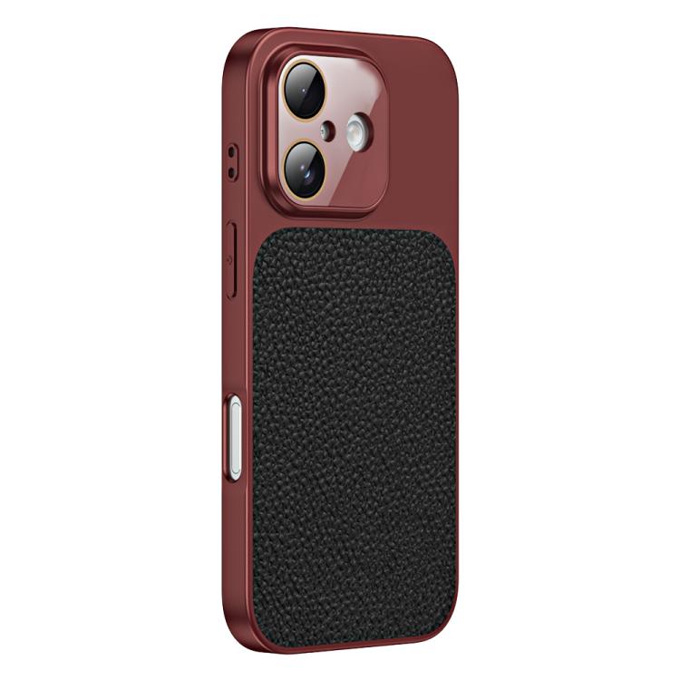 For iPhone 16 Plus Litchi Textured TPU Phone Case with Lens Film