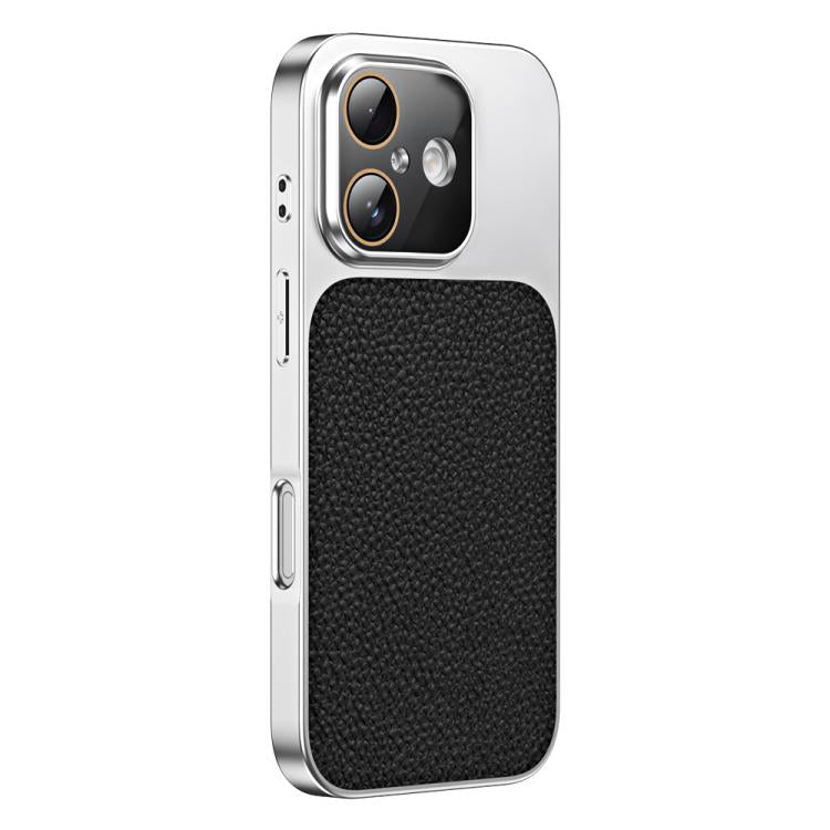 For iPhone 16 Plus Litchi Textured TPU Phone Case with Lens Film