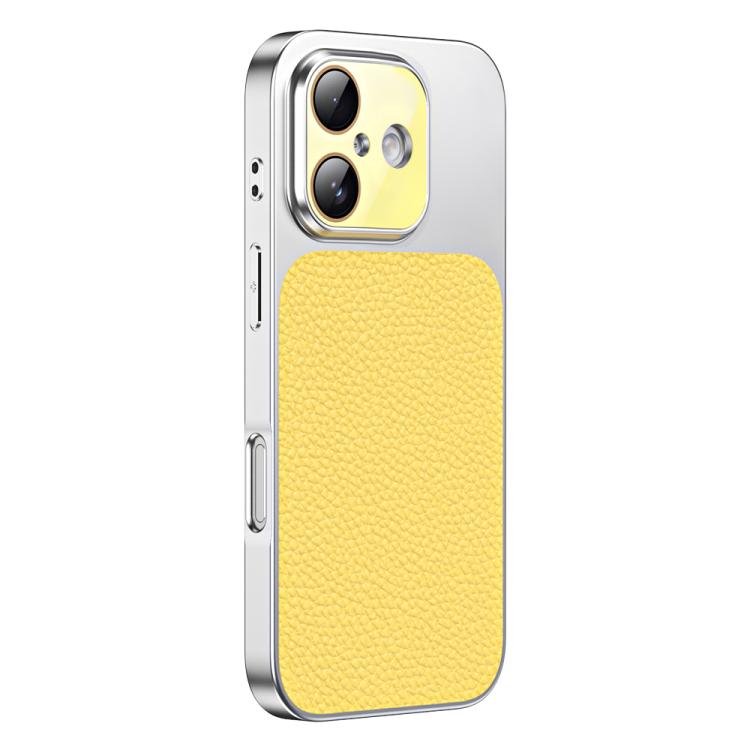 For iPhone 16 Plus Litchi Textured TPU Phone Case with Lens Film