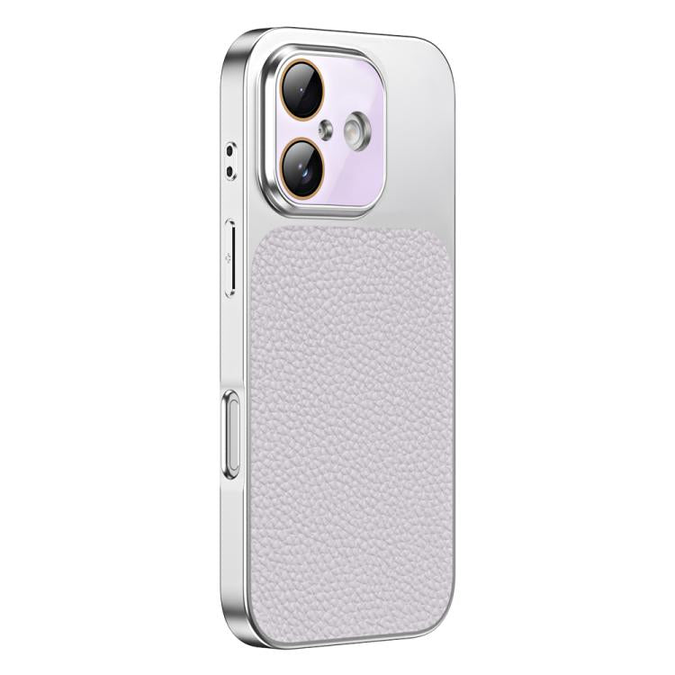 For iPhone 16 Plus Litchi Textured TPU Phone Case with Lens Film