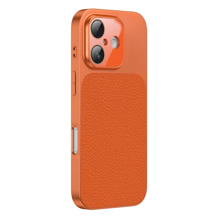 For iPhone 16 Litchi Textured TPU Phone Case with Lens Film