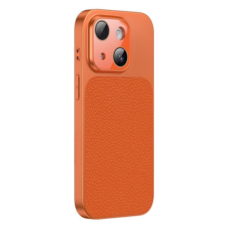 For iPhone 14 Plus Litchi Textured TPU Phone Case with Lens Film
