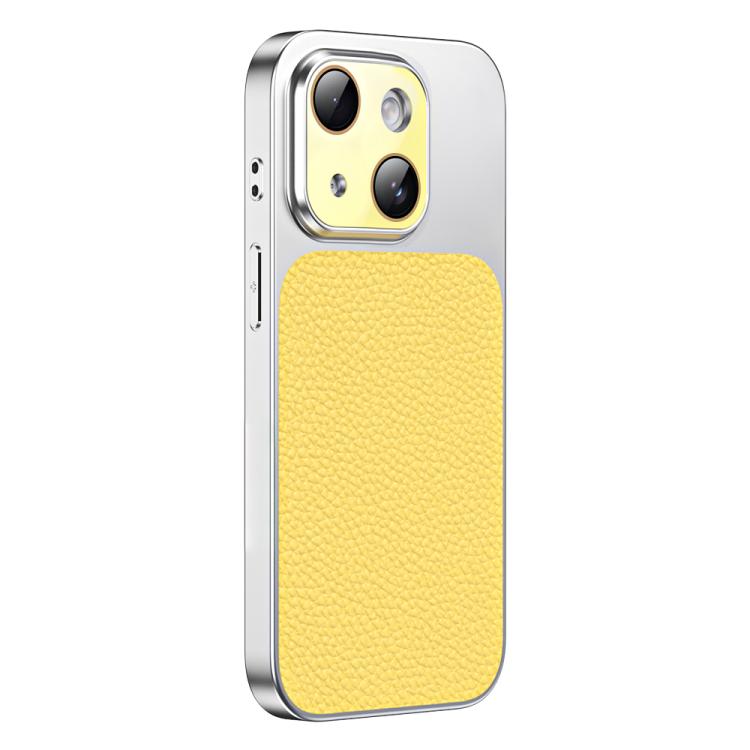 For iPhone 14 Litchi Textured TPU Phone Case with Lens Film