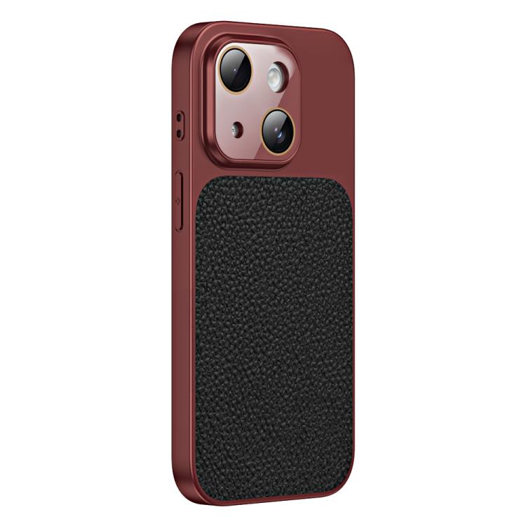For iPhone 13 Litchi Textured TPU Phone Case with Lens Film