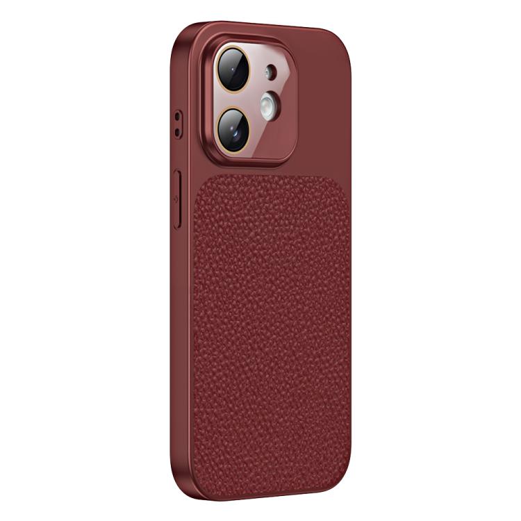 For iPhone 12 Litchi Textured TPU Phone Case with Lens Film