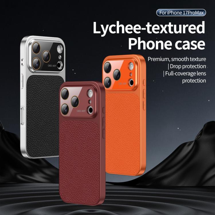 For iPhone 12 Litchi Textured TPU Phone Case with Lens Film
