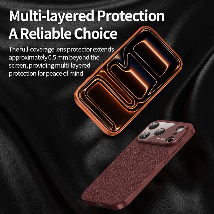 For iPhone 15 Litchi Textured TPU Phone Case with Lens Film