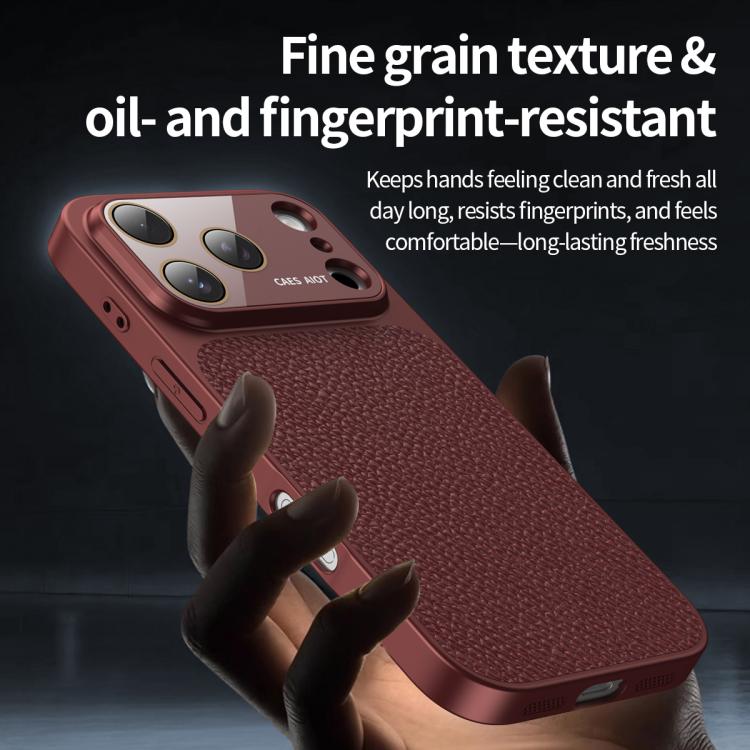 For iPhone 15 Litchi Textured TPU Phone Case with Lens Film