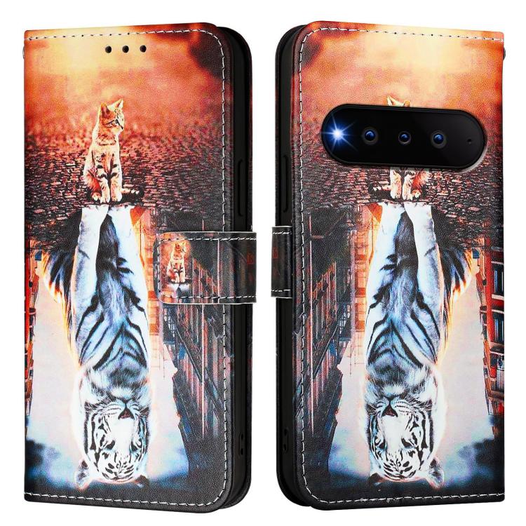 For Natural AI Phone 5G   Colored Drawing Pattern Plain Weave Leather Phone Case