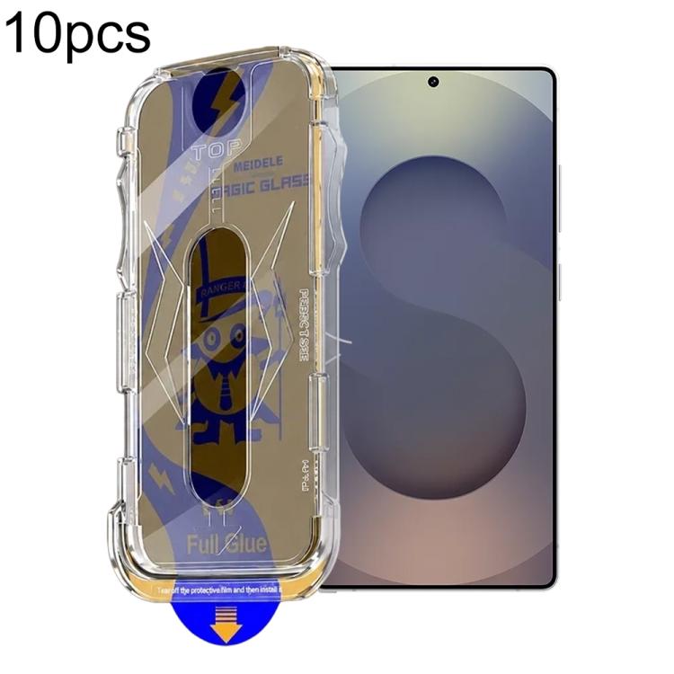 For Galaxy S25 Ultra 5G 10pcs MEIDELE Easy Install Dust-proof Box Privacy Tempered Glass Film, Support Ultrasonic Unlock