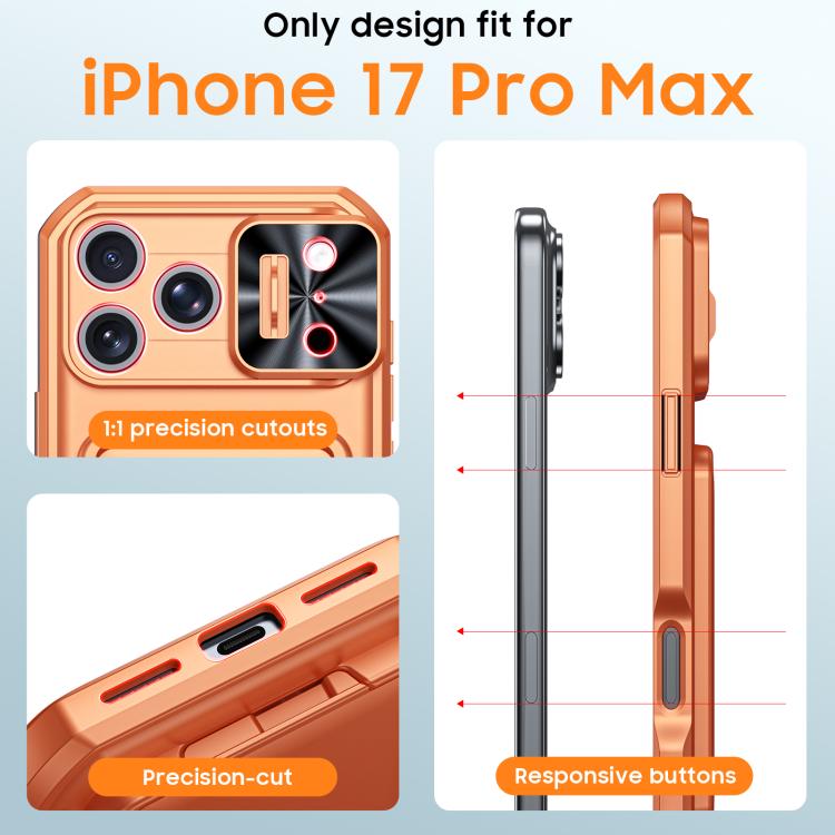 For iPhone 17 Pro Max Flip Card Holder Sliding Camera Cover PC Hybrid TPU Phone Case