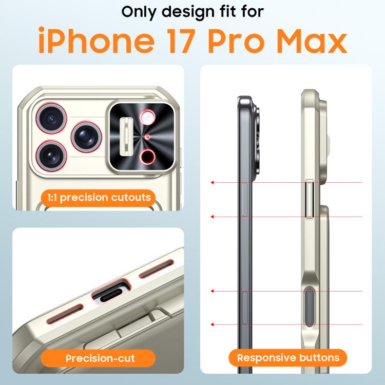 For iPhone 17 Pro Max Flip Card Holder Sliding Camera Cover PC Hybrid TPU Phone Case