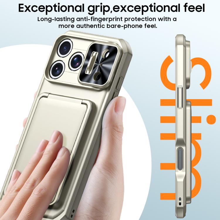 For iPhone 17 Pro Max Flip Card Holder Sliding Camera Cover PC Hybrid TPU Phone Case