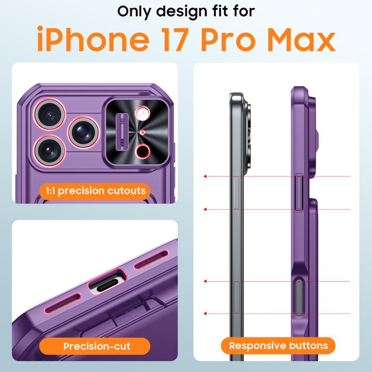 For iPhone 17 Pro Max Flip Card Holder Sliding Camera Cover PC Hybrid TPU Phone Case