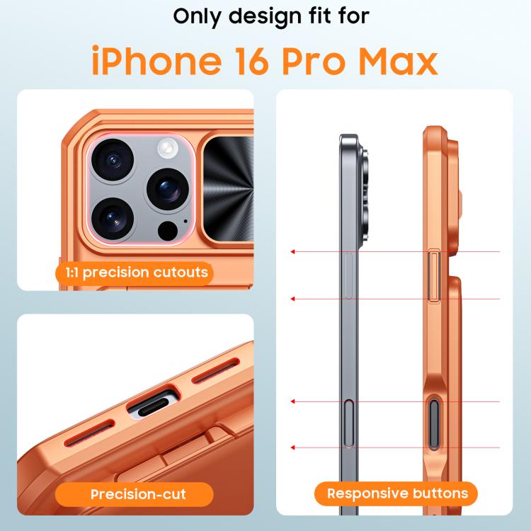 For iPhone 15 Pro Max Flip Card Holder Sliding Camera Cover PC Hybrid TPU Phone Case