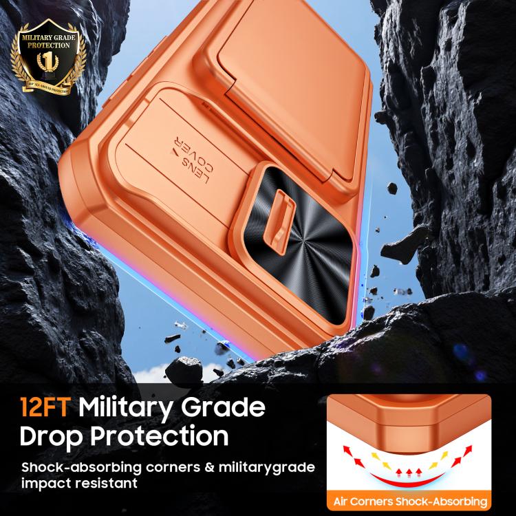 For iPhone 15 Pro Max Flip Card Holder Sliding Camera Cover PC Hybrid TPU Phone Case