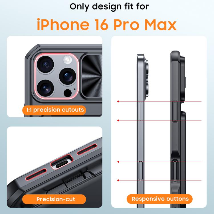 For iPhone 15 Pro Max Flip Card Holder Sliding Camera Cover PC Hybrid TPU Phone Case