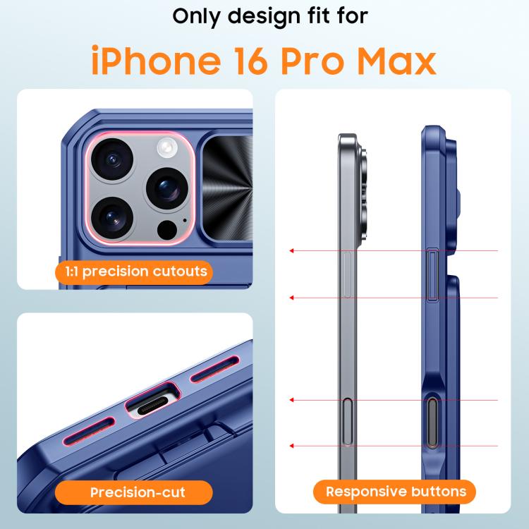 For iPhone 15 Pro Max Flip Card Holder Sliding Camera Cover PC Hybrid TPU Phone Case