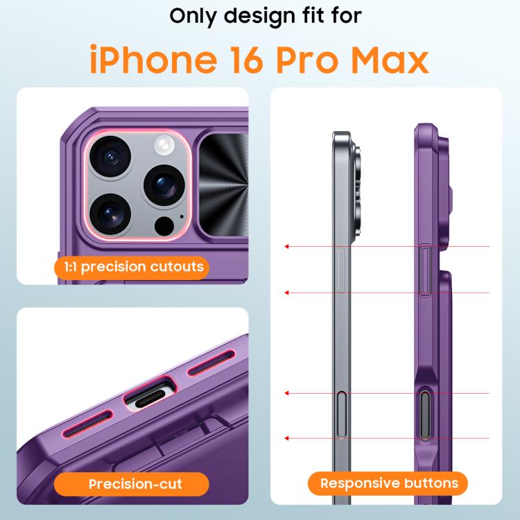 For iPhone 15 Pro Max Flip Card Holder Sliding Camera Cover PC Hybrid TPU Phone Case