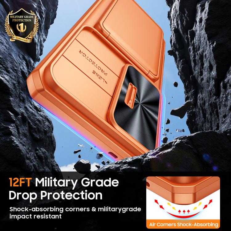 For Galaxy S26 Ultra 5G Flip Card Holder Sliding Camera Cover PC Hybrid TPU Phone Case