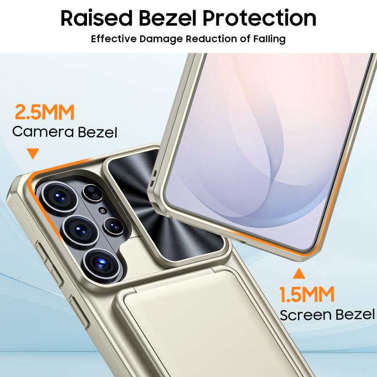 For Galaxy S26 Ultra 5G Flip Card Holder Sliding Camera Cover PC Hybrid TPU Phone Case