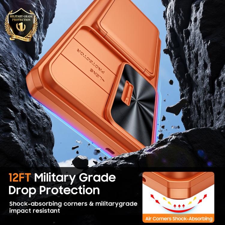 For Galaxy S25 Ultra 5G Flip Card Holder Sliding Camera Cover PC Hybrid TPU Phone Case