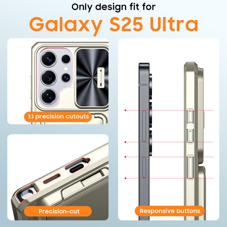 For Galaxy S25 Ultra 5G Flip Card Holder Sliding Camera Cover PC Hybrid TPU Phone Case