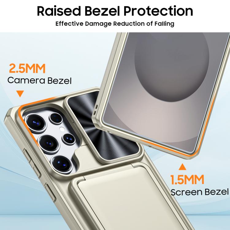For Galaxy S25 Ultra 5G Flip Card Holder Sliding Camera Cover PC Hybrid TPU Phone Case