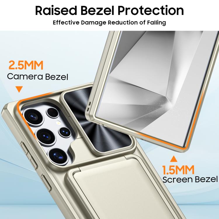 For Galaxy S24 Ultra 5G Flip Card Holder Sliding Camera Cover PC Hybrid TPU Phone Case