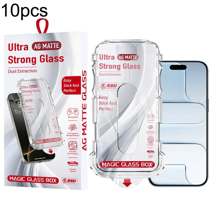 For iPhone Air 10pcs Easy Install Dust-proof Box Frosted Tempered Glass Film