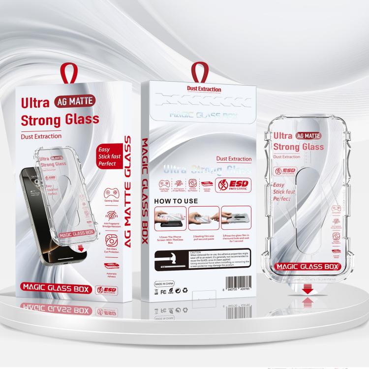For iPhone 17 Pro 10pcs Easy Install Dust-proof Box Frosted Tempered Glass Film