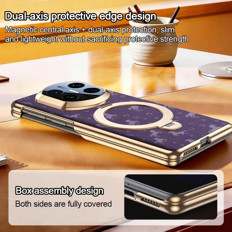 For Huawei Mate X7 Steed Pattern Magnetic Dual-axis Phone Case with Holder