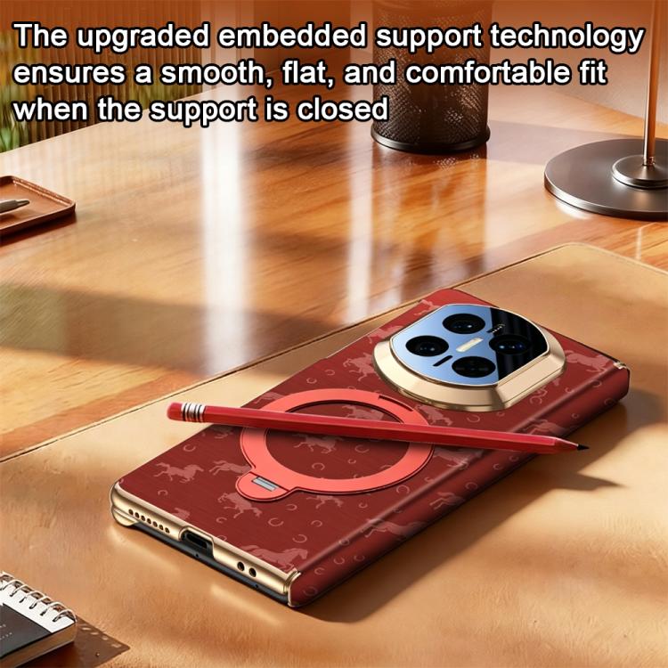 For Huawei Mate X7 Steed Pattern Magnetic Dual-axis Phone Case with Holder