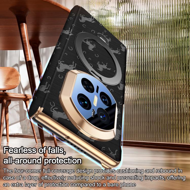 For Huawei Mate X7 Steed Pattern Magnetic Dual-axis Phone Case with Holder
