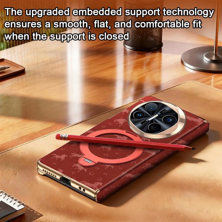 For Huawei Mate X6 Steed Pattern Magnetic Dual-axis Phone Case with Holder