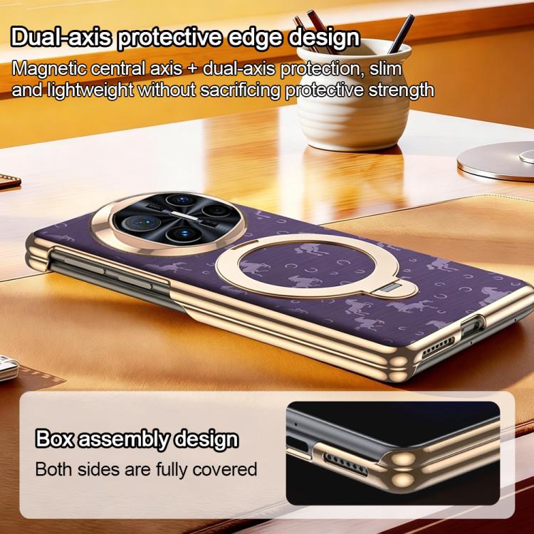 For Huawei Mate X6 Steed Pattern Magnetic Dual-axis Phone Case with Holder