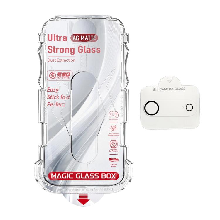 For iPhone Air 10pcs Easy Install Dust-proof Box Frosted Tempered Glass Film with Lens Film
