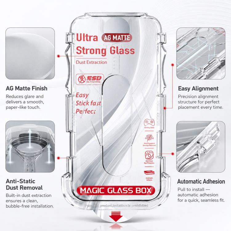 For iPhone 12 Pro 10pcs Easy Install Dust-proof Box Frosted Tempered Glass Film with Lens Film