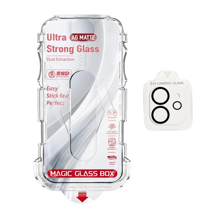 For iPhone 11 10pcs Easy Install Dust-proof Box Frosted Tempered Glass Film with Lens Film